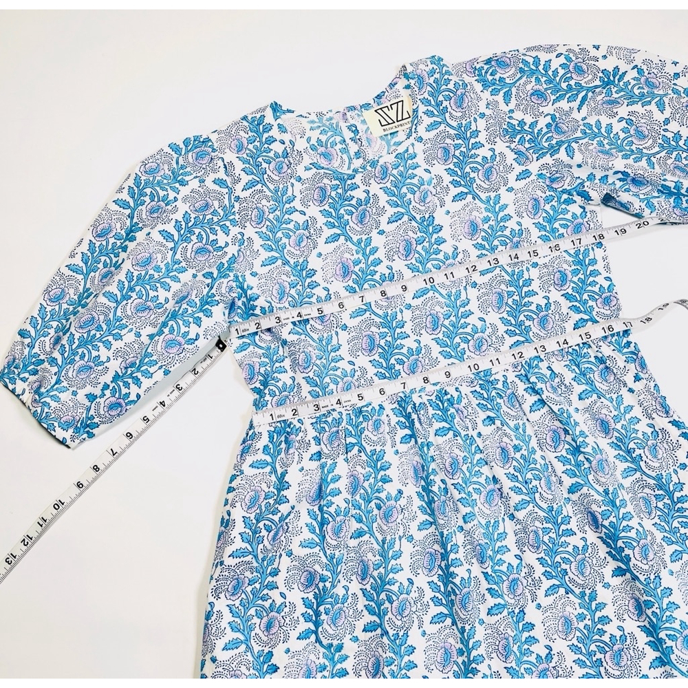 ZS BLOCKPRINTS Women's Floral Print Maxi Dress Size S Blue White - Picture 8 of 17